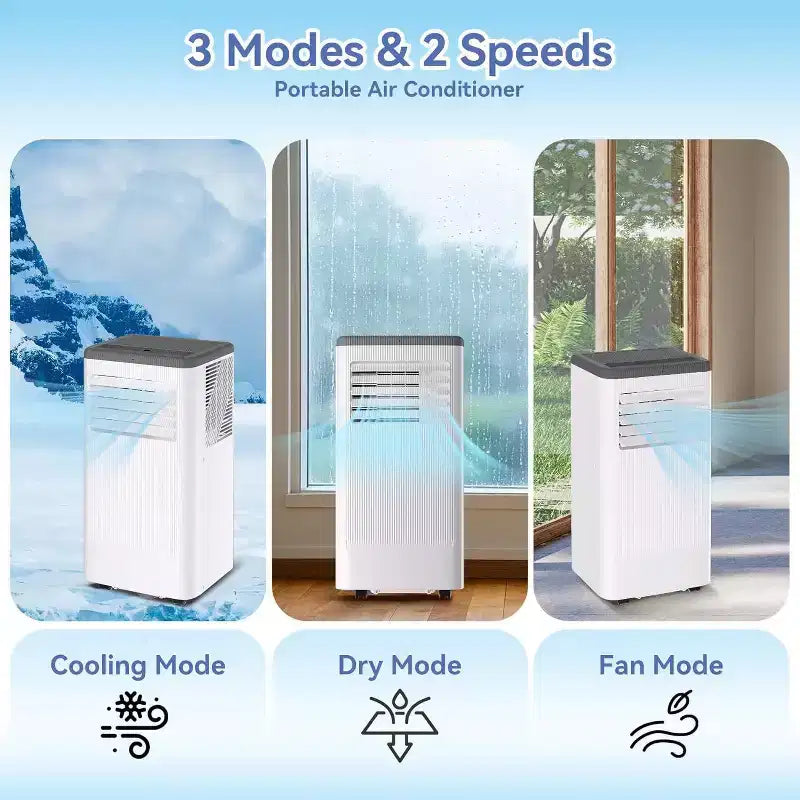 Climatiseur portable Acekool 8 000 BTU 3-en-1 (climatiseur/déshumidificateur/ventilateur), rafraîchit 32,5 m², mode veille silencieux, télécommande et kit fenêtre