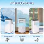 Climatiseur portable Acekool 8 000 BTU 3-en-1 (climatiseur/déshumidificateur/ventilateur), rafraîchit 32,5 m², mode veille silencieux, télécommande et kit fenêtre