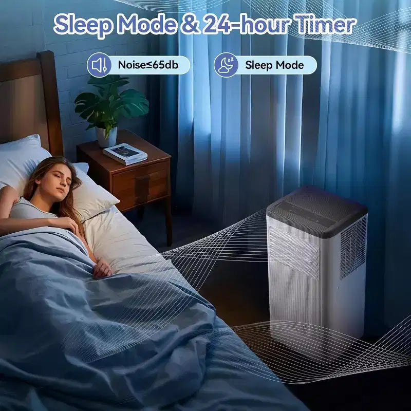 Climatiseur portable Acekool 8 000 BTU 3-en-1 (climatiseur/déshumidificateur/ventilateur), rafraîchit 32,5 m², mode veille silencieux, télécommande et kit fenêtre