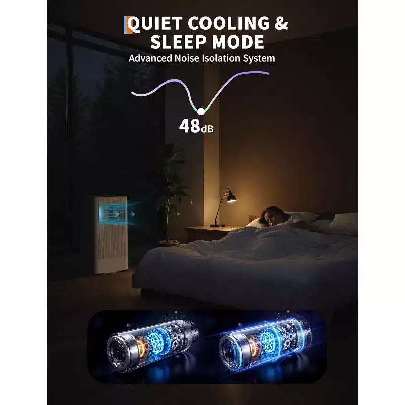 Climatiseur portable Acekool 8000 BTU, unité de climatisation 3-en-1 avec ventilateur et déshumidificateur, télécommande et minuterie 24h, rafraîchit des pièces jusqu'à 32,5 m²