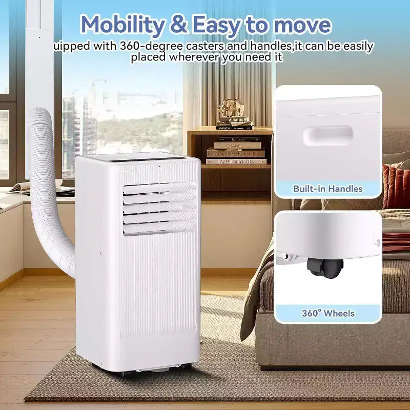 Climatiseur portable Acekool 10 000 BTU, 3-en-1 : climatiseur, déshumidificateur, ventilateur, rafraîchit 52 m², télécommande, écran LED, minuterie 24h, roulettes, blanc