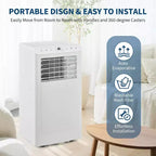 Climatiseur portable Acekool 8 000 BTU, ventilateur déshumidificateur 4 en 1, pour pièces jusqu'à 32,5 m², minuterie, télécommande, déplacement facile