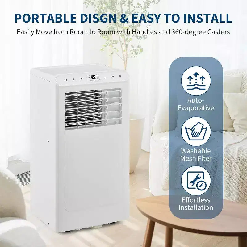 Climatiseur portable Acekool 8 000 BTU, ventilateur déshumidificateur 4 en 1, pour pièces jusqu'à 32,5 m², minuterie, télécommande, déplacement facile
