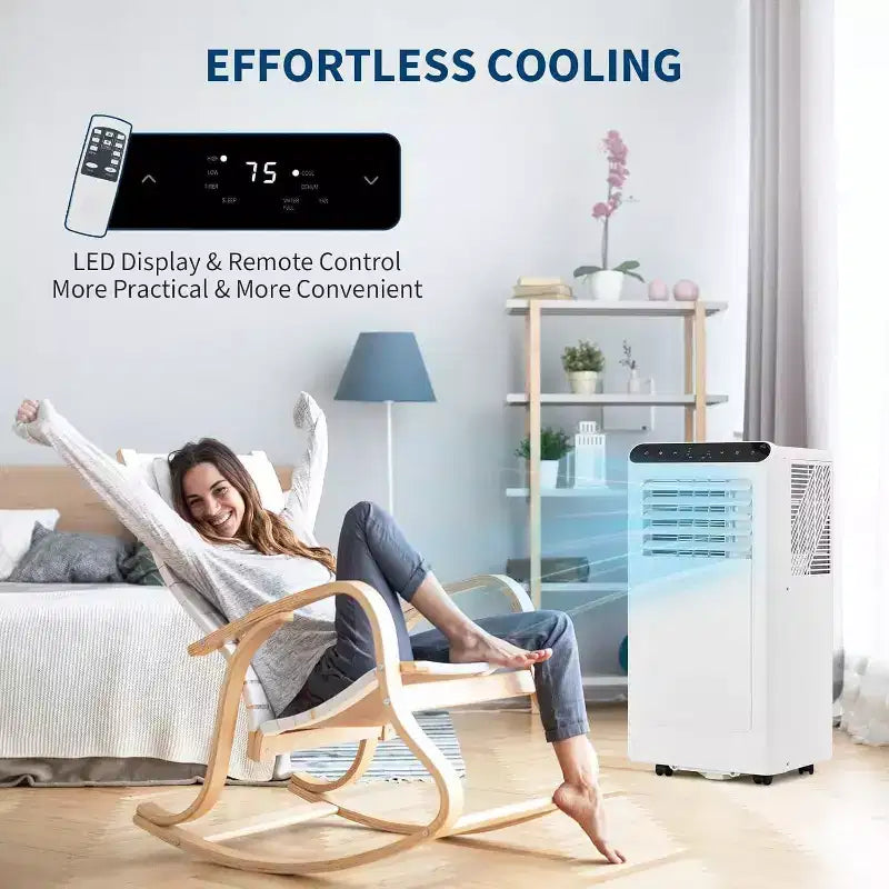 Climatiseur portable Acekool 8 000 BTU, ventilateur déshumidificateur 4 en 1, pour pièces jusqu'à 32,5 m², minuterie, télécommande, déplacement facile