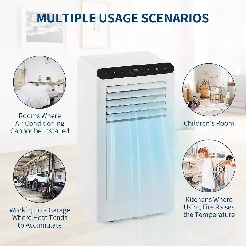Climatiseur portable Acekool 8 000 BTU, ventilateur déshumidificateur 4 en 1, pour pièces jusqu'à 32,5 m², minuterie, télécommande, déplacement facile