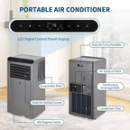 Climatiseur portable Acekool 8 000 BTU, 4 en 1, AC, Déshumidificateur, Ventilateur, Mode veille, Télécommande, Minuteur, Kit de fenêtre, pour pièces jusqu'à 32 m², Gris