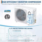 Climatiseur et pompe à chaleur Mini Split Acekool 24000 BTU, Inverter 19 SEER2, Contrôle intelligent WiFi, Climatisation sans conduit avec télécommande pour pièces jusqu'à 139 m²
