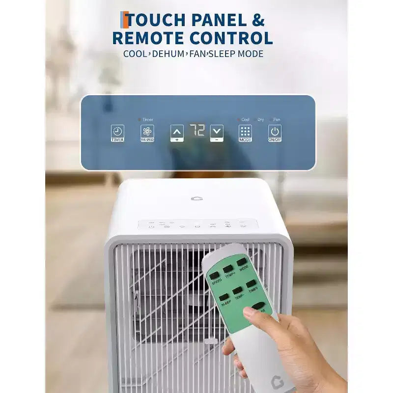 Climatiseur portable Acekool 14 000 BTU, ventilateur déshumidificateur 3-en-1, télécommande, mode veille, minuterie, kit de fenêtre, pour pièce de 21-28 m², blanc