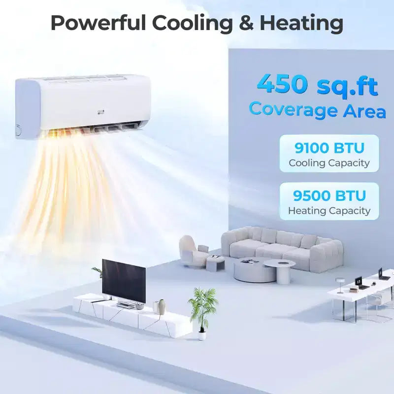 Climatiseur Costway 9100BTU Wifi Mini Split AC 20.5 SEER2 115V Inverter Blanc/Gris