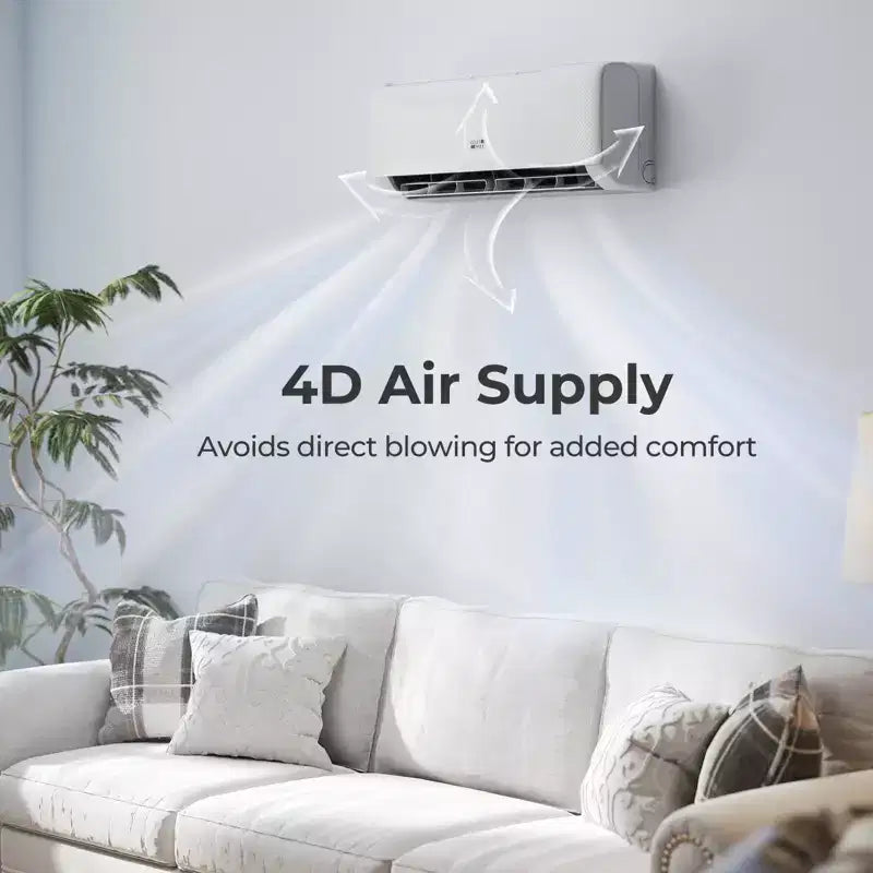 Climatiseur Costway 9100BTU Wifi Mini Split AC 20.5 SEER2 115V Inverter Blanc/Gris