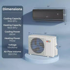 Climatiseur Costway 9100BTU Wifi Mini Split AC 20.5 SEER2 115V Inverter Blanc/Gris