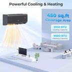 Climatiseur Costway 9100BTU Wifi Mini Split AC 20.5 SEER2 115V Inverter Blanc/Gris