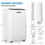 Heynemo Climatiseur portable 3-en-1 de 14 000 BTU avec chauffage, déshumidificateur et ventilateur, contrôle intelligent Wi-Fi, climatiseur silencieux pour chambre et bureau, blanc