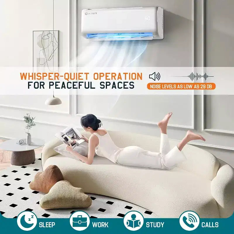 AMERLIFE Climatiseur Mini Split Pompe à Chaleur, Climatiseur Onduleur Energy Star avec Contrôle Intelligent Wi-Fi