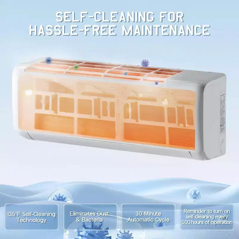 AMERLIFE Climatiseur Mini Split Pompe à Chaleur, Climatiseur Onduleur Energy Star avec Contrôle Intelligent Wi-Fi