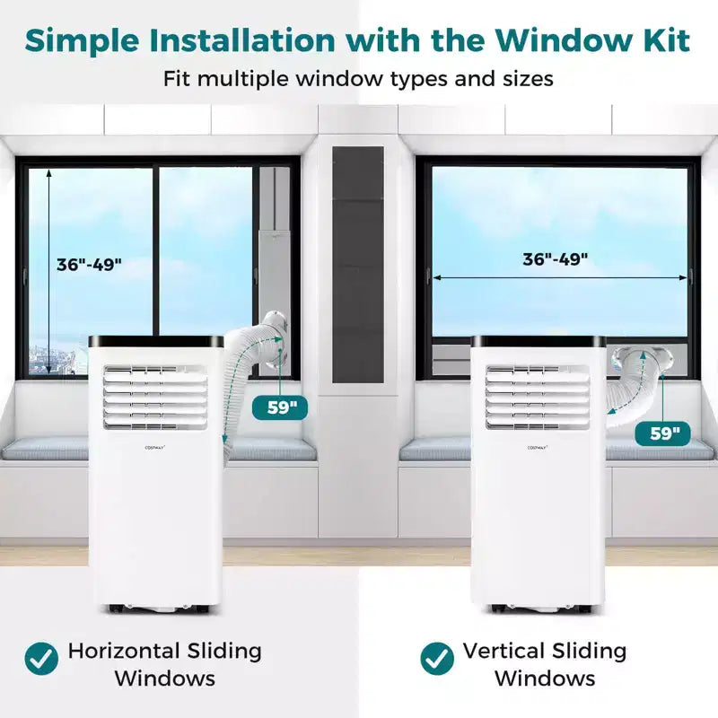 Climatiseur portable Costway 8000/10000 BTU avec ventilateur et déshumidificateur, télécommande
