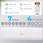 Climatiseur Chauffage Mini Split Costway 24000 BTU avec Kit d'installation de Pompe à Chaleur 2 Tonnes
