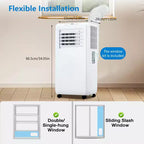 Climatiseur Portable Acekool 10 000 BTU, Ventilateur Rafraîchisseur Déshumidificateur 3-en-1, Télécommande, Minuteur 24H, Kit Fenêtre pour Pièces Jusqu'à 42 m²
