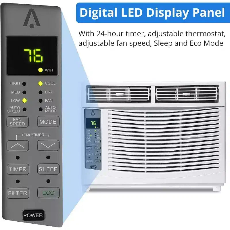 Climatiseur de fenêtre Acekool 6 000 BTU, clim Wi-Fi intelligente avec télécommande, rafraîchissement silencieux pour pièces jusqu'à 23 m²
