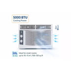 Acekool 5,000 BTU Window Air Conditioner, Fast Cooling Window AC with Remote, Timer, Quiet Room Cooling for Small Rooms up to 300 Sq Ft