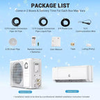 Climatiseur et Chauffage Mini Split Acekool 9 000 BTU, Pompe à Chaleur CVC Sans Conduit 20 SEER2, Contrôle WiFi, Refroidit les Pièces jusqu'à 42 m²