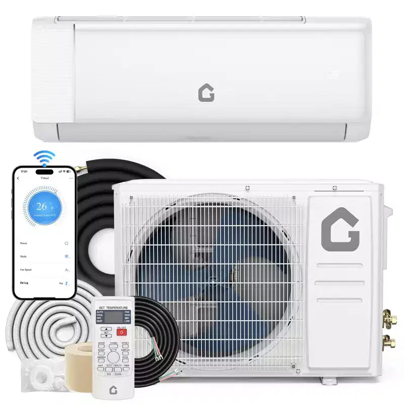 Climatiseur et thermopompe bibloc Acekool 11 500 BTU, CVC sans conduit avec inverseur SEER 18,5 et Wi-Fi, refroidit les pièces jusqu'à 70 m²