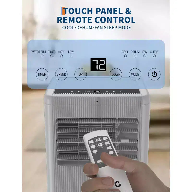 Climatiseur portable silencieux de 7 000 BTU, 3-en-1 CA/ventilateur/déshumidificateur avec télécommande, minuterie 24h et mode veille, rafraîchit les pièces jusqu'à 42 m²