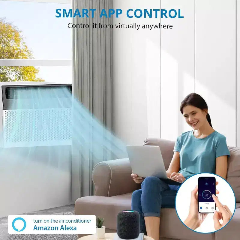 Climatiseur de fenêtre en U de 8 000 BTU Ultra silencieux Efficace sur le plan énergétique Profondeur réglable Télécommande Filtre lavable