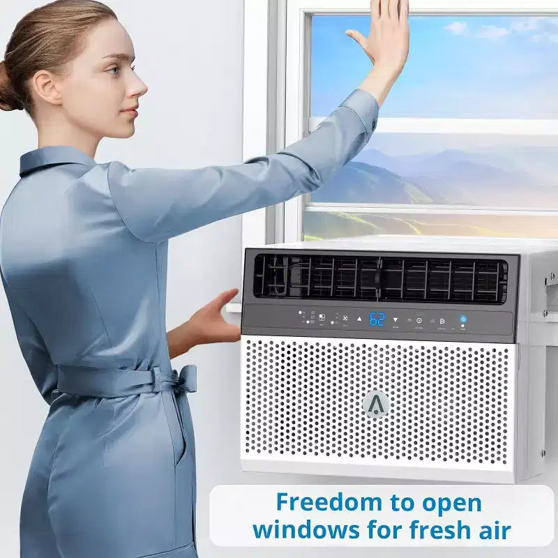 Climatiseur de fenêtre en U de 8 000 BTU Ultra silencieux Efficace sur le plan énergétique Profondeur réglable Télécommande Filtre lavable
