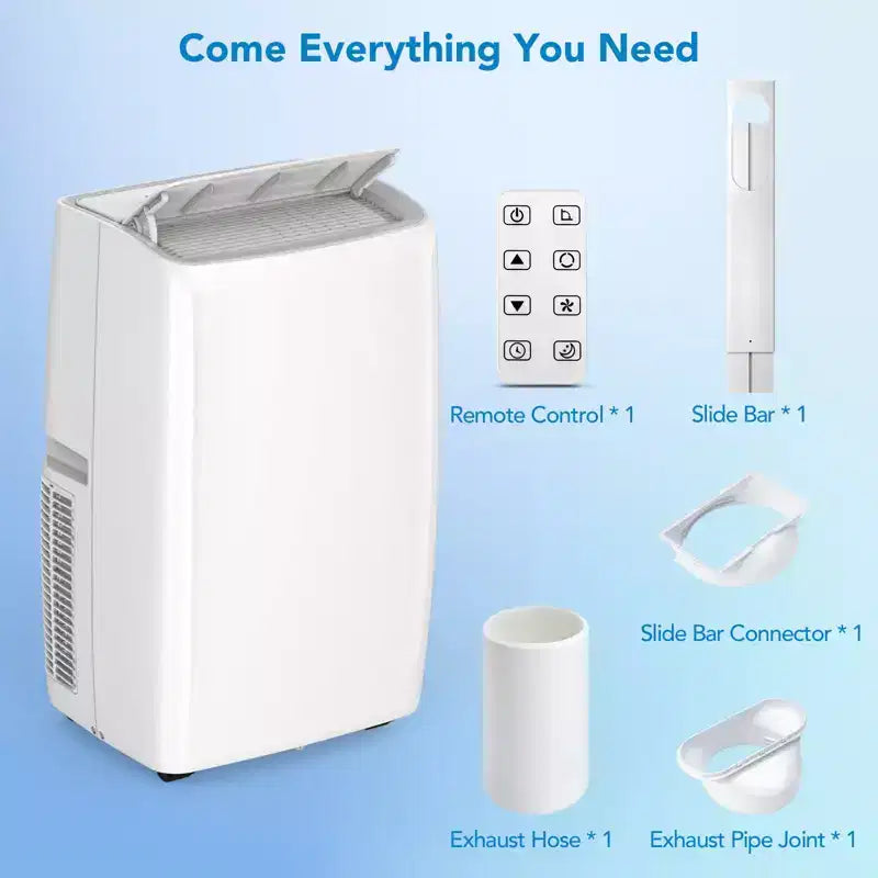 14,000 BTU Portable AC  Cools 750 Sq.Ft Rooms, Includes Window Vent Kit & Remote, Space-Saving & Efficient