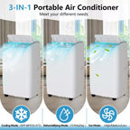 Climatiseur portable 14 000 BTU avec déshumidificateur intégré – Unité de climatisation portable pour pièces jusqu'à 70 m², télécommande, kit d'évacuation pour fenêtre