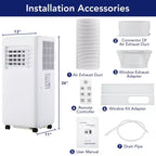 10,000 BTU Portable Air Conditioner - 3-in-1 Energy Efficient AC for Camping & Rooms Up to 450 Sq.Ft. Includes Dehumidifier, Fan, Remote & Window Kit