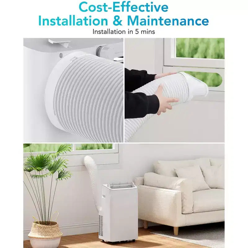 12,000 BTU 3-in-1 Portable AC  Cools & Dehumidifies up to 750 Sq.Ft. with Remote, Sleep Mode, Timer & Installation Kit. Ideal for Dorm, Office, Home