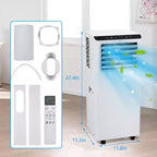 Climatiseur portable blanc de 8 000 BTU – Puissante climatisation pour des espaces de 32,5 m². 4 modes : Froid, Ventilateur, Déshumidificateur et Veille avec télécommande et minuterie programmable 24h/24