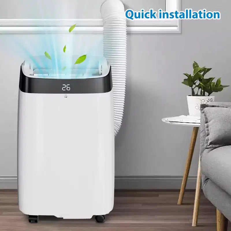 Climatiseur portable avec kit de fenêtre complet et tuyau : 10 000 BTU, refroidissement 3-en-1 pour pièces de 42 m² (refroidissement/déshumidification/ventilateur). Fonctionnalités : minuterie de 24 heures