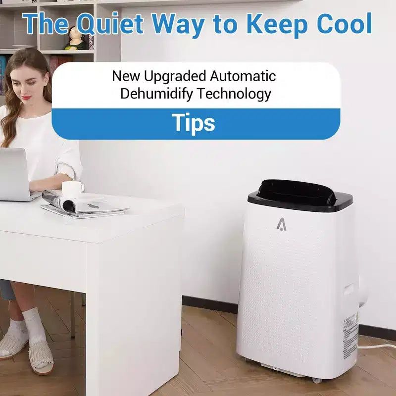 Climatiseur portable intelligent Acekool 15 000 BTU, climatisation intérieure 5-en-1, télécommande, silencieux, jusqu'à 79 m², pour chambre à coucher/bureau, dessus noir