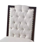 Silla de comedor de lino beige con respaldo alto, capitoné, juego de 4