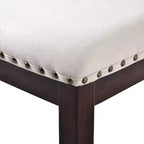 Silla de comedor de lino beige con respaldo alto, capitoné, juego de 4
