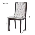 Silla de comedor de lino beige con respaldo alto, capitoné, juego de 4