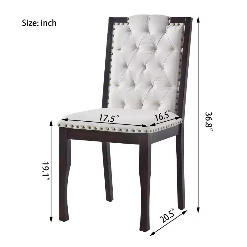 Silla de comedor de lino beige con respaldo alto, capitoné, juego de 4