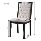 Silla de comedor de lino beige con respaldo alto, capitoné, juego de 4