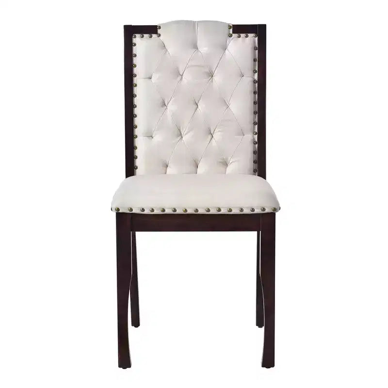 Silla de comedor de lino beige con respaldo alto, capitoné, juego de 4