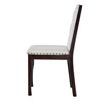Silla de comedor de lino beige con respaldo alto, capitoné, juego de 4