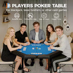 Mesa de póker octogonal plegable negra, 8 jugadores