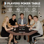Mesa de póker octogonal plegable negra, 8 jugadores