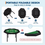 Mesa de póker octogonal plegable negra, 8 jugadores