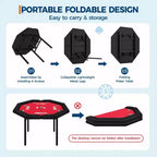 Mesa de póker octogonal plegable negra, 8 jugadores