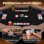 Mesa de póker octogonal plegable negra, 8 jugadores