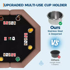 Mesa de póker octogonal plegable negra, 8 jugadores