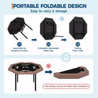 Mesa de póker octogonal plegable negra, 8 jugadores